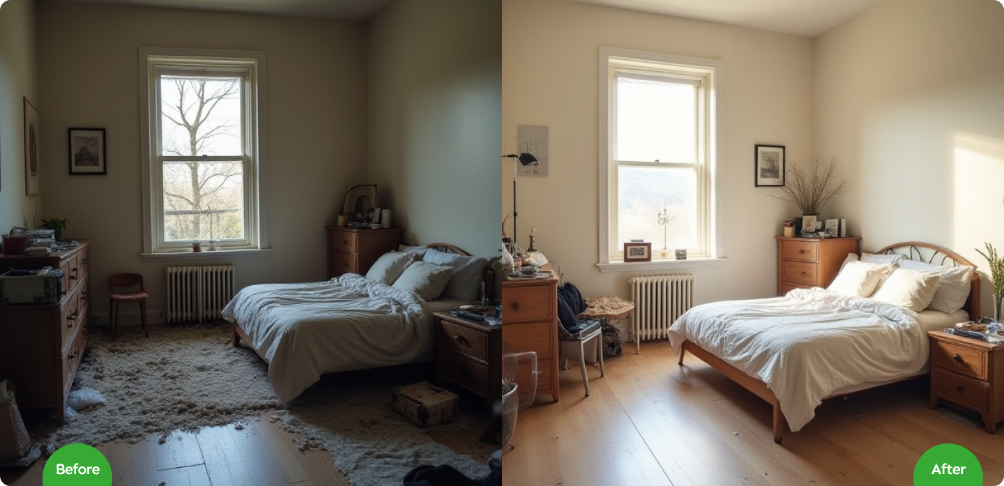 Before and After​ of house cleaning in Melbourne